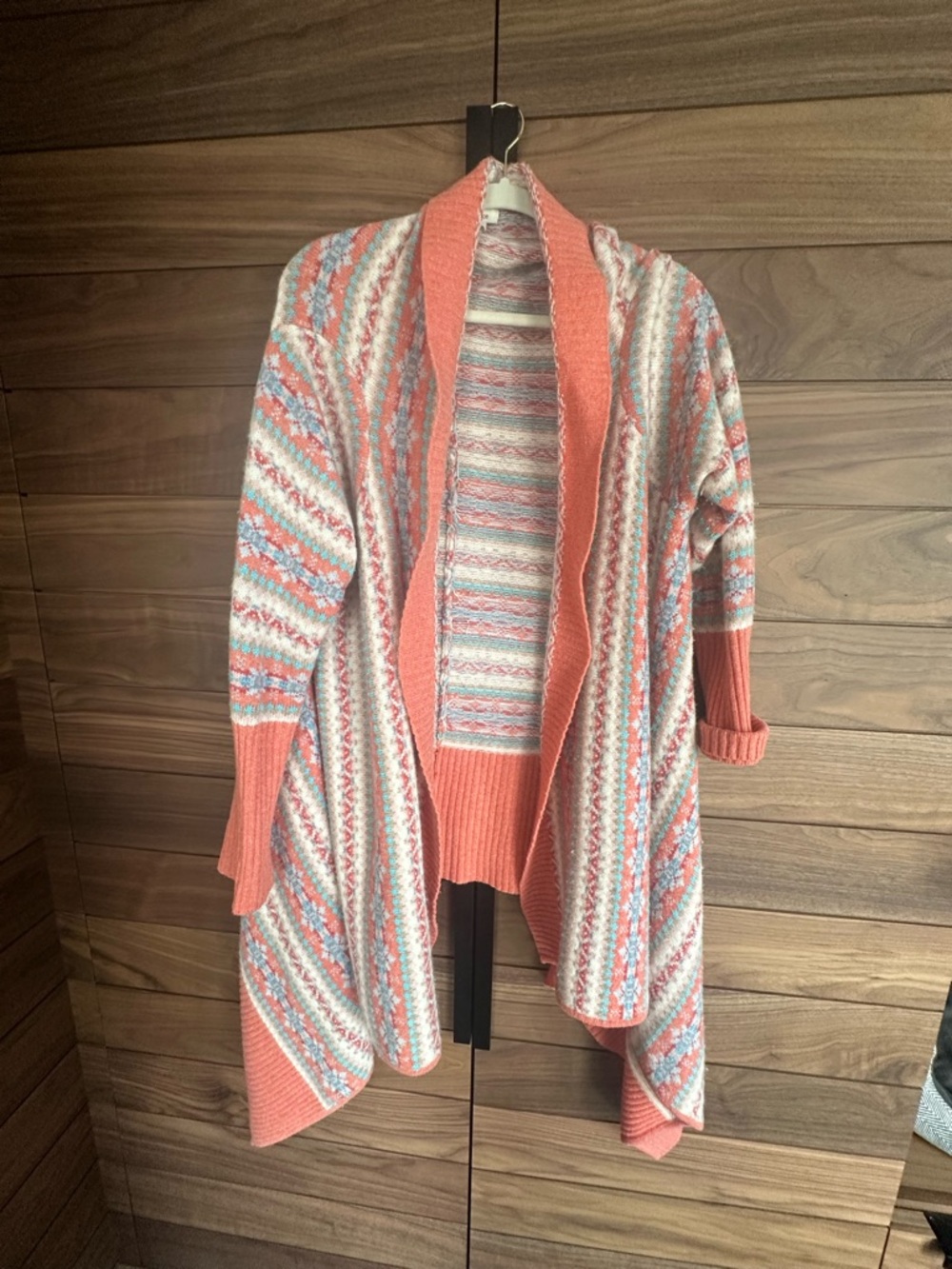 SUNDANCE Open-Front Coral Multicolor Knit Cardigan Sweater